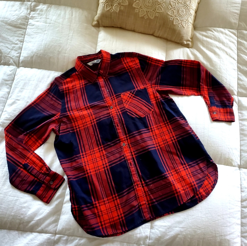 Old Navy Red/Blue Plaid Button Up